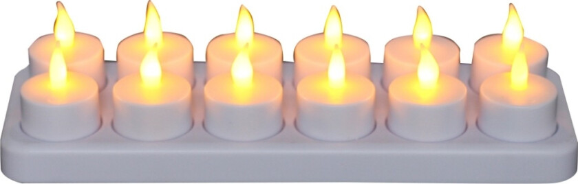 oppladbare LED-telys, 12 stk