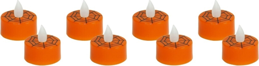 Halloween oransje LED Telys 8 stk