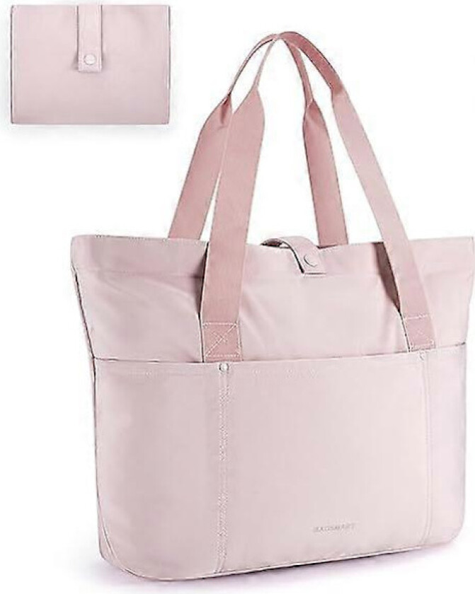 Tote Bag for Kvinner, Sammenleggbar Tote Bag, Håndvesker og Skuldervesker med Glidelås for Reise, Strand, Gym, Arbeid, Skole Rosa