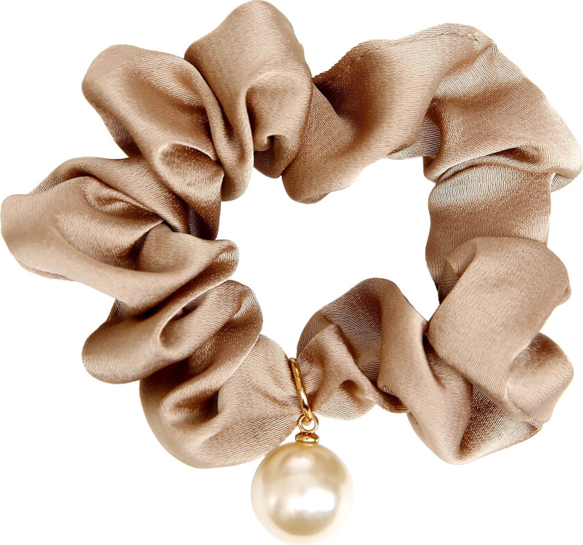 Satin Scrunchie with Pearl Brown