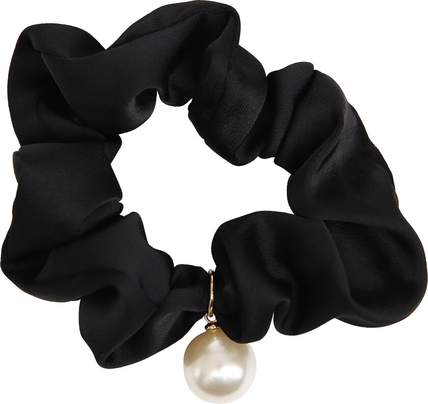 Satin Scrunchie with Pearl Black