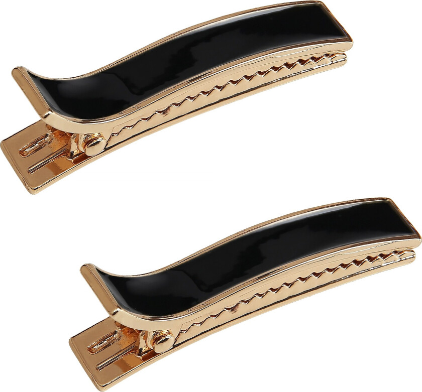 Enameled Metal Hair Clips Black