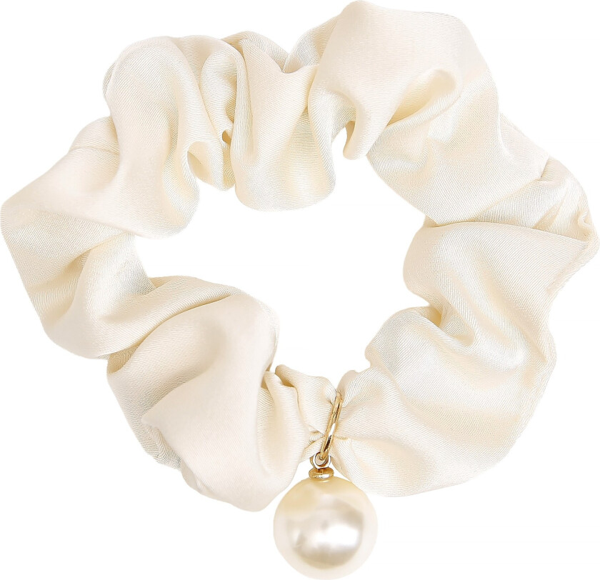 Satin Scrunchie with Pearl Beige