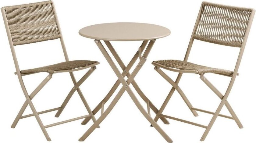 Arja cafesett 1 bord 2 stoler taupe.