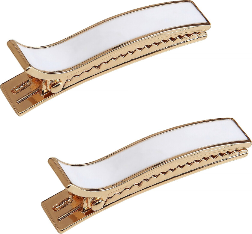 Enameled Metal Hair Clips White