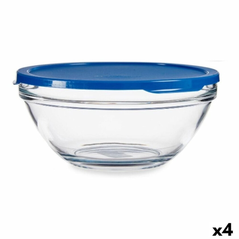 Rund matboks med lokk Chefs Blue 2,5 L 23,7 x 10,1 x 23,7 cm (4 antall)
