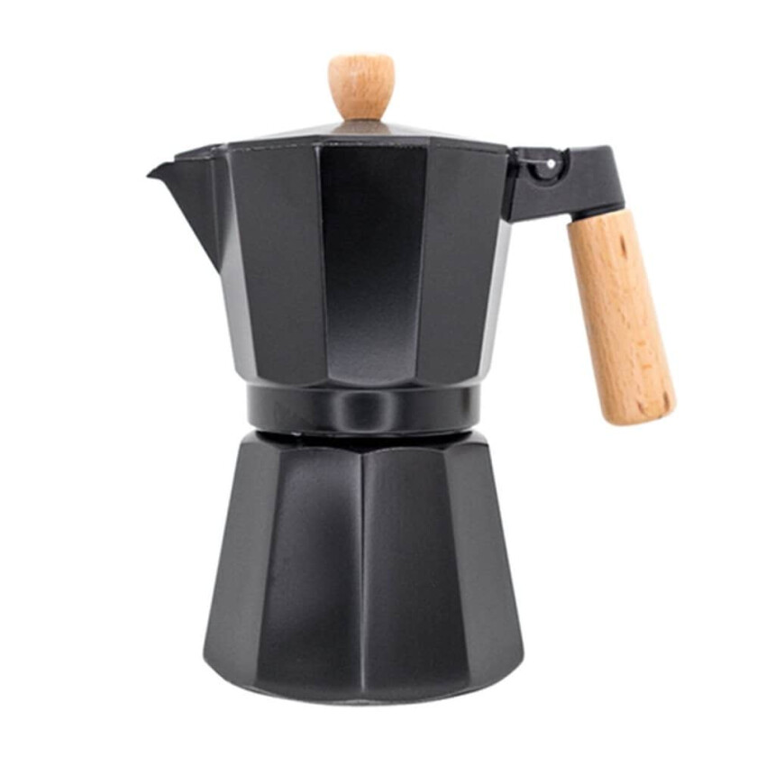 Italiensk kaffekanne Vinbukett aluminium 6 kopper svart