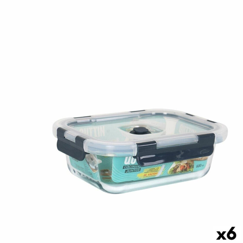 Hermetisk matboks Quttin rektangulær 600 ml (6 enheter)