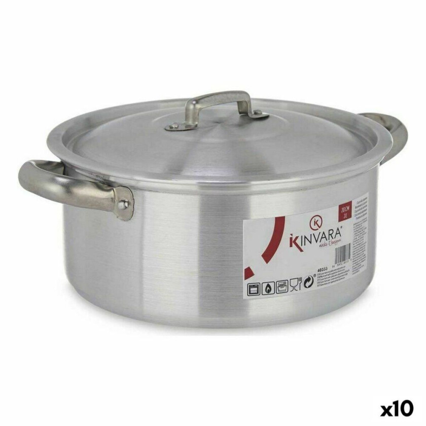 Kasserolle med lokk Silver Aluminium 3 L (10 kvantitet)