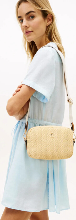 Popette Camera Bag Raffia - Beige - ONE SIZE