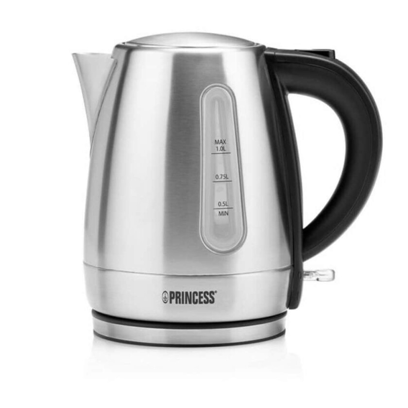 Kettle Princess 236023 1 L 2200W Rustfritt stål Plast 2200 W Sort Grå Svart/Sølv 1 L