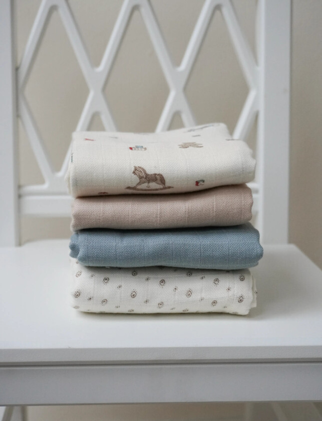 Muslin Cloth, Printed, 2-Pack - Gots - Vintage Toys - Cream - ONE SIZE