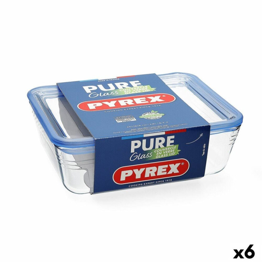 Hermetisk matboks Pyrex Pure Glass Transparent Glass (800 ml) (6 enheter)