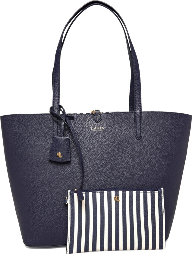 Faux-Leather Large Reversible Tote Bag - Navy - ONE SIZE