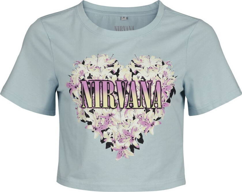 T-skjorte - Flower Heart - XS til XL - Damer - blå