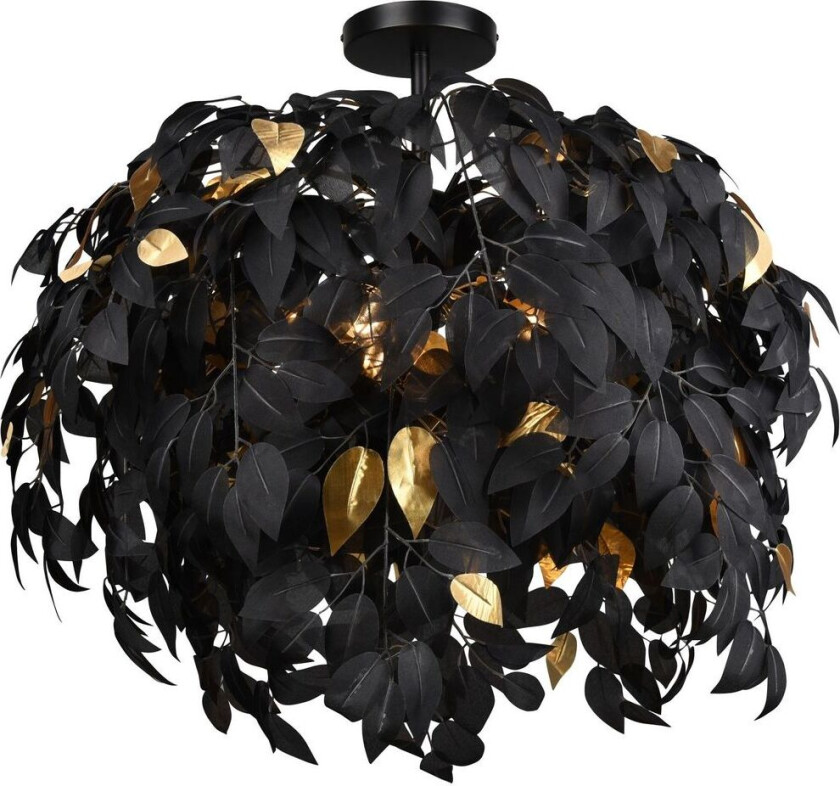 Leavy taklampe, Ø 70 cm, svart/gull, plast