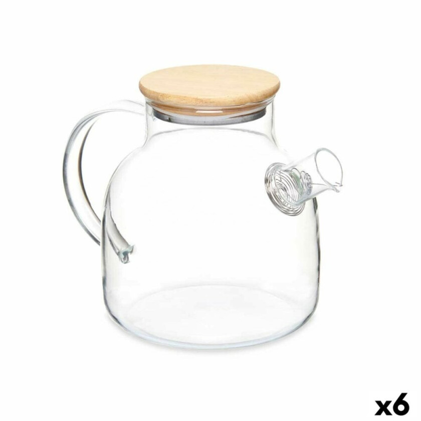 Karaffel med infusjonsfilter Transparent Bambus Borosilikatglass 1,2 L (6 kvantitet)