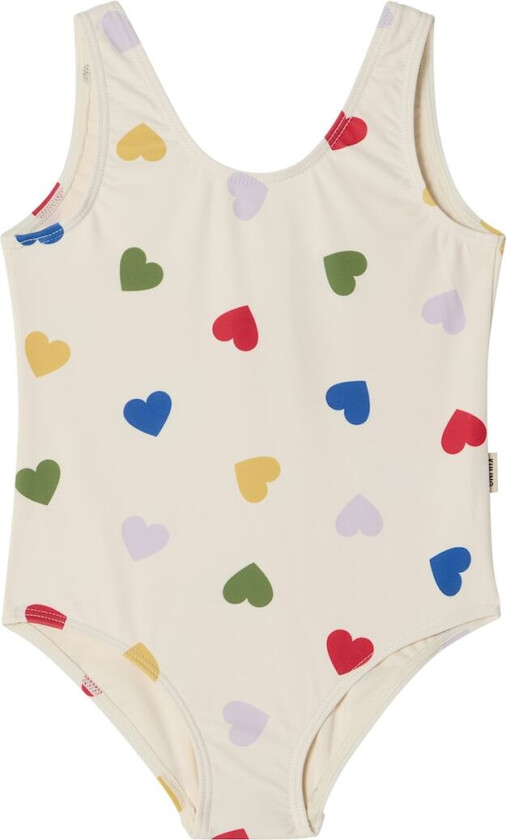 Milos UV-badedrakt Rainbow Hearts Rainbow Hearts 134/140 cm Hvit 134/140 cm unisex