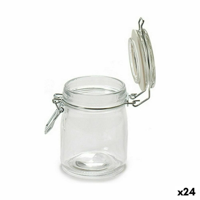 Krukke Hermetisk lukking Transparent Silikon Krom 150 ml 9 x 9,5 x 6,5 cm (24 kvantitet)