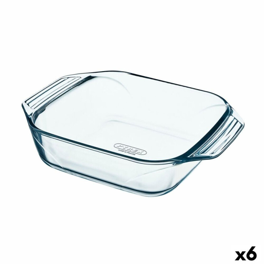 Serveringsfat Pyrex Irresistible Square Transparent Glass 6 mengde 29,2 x 22,7 x 6,8 cm