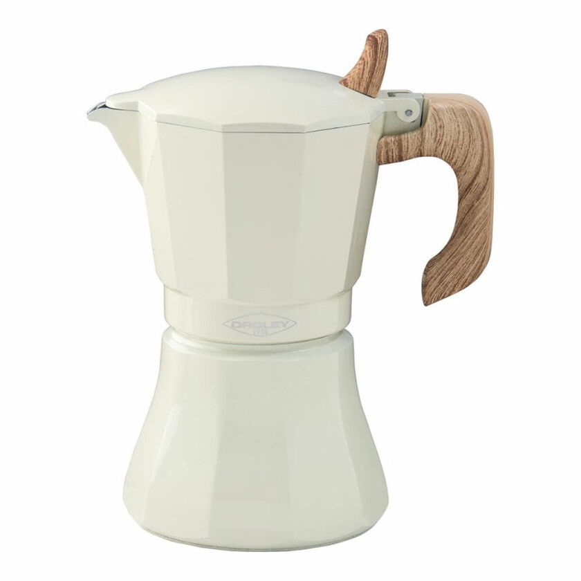 Italiensk kaffekanne Oroley Petra 6 kopper aluminiumskrem