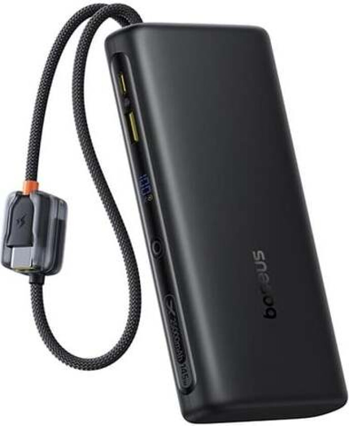 EnerFill FC41 25000mAh 145W Power Bank with Digital Display and Built-in Dual USB-C Cable - Black Nødlader - Svart - 25000 mAh