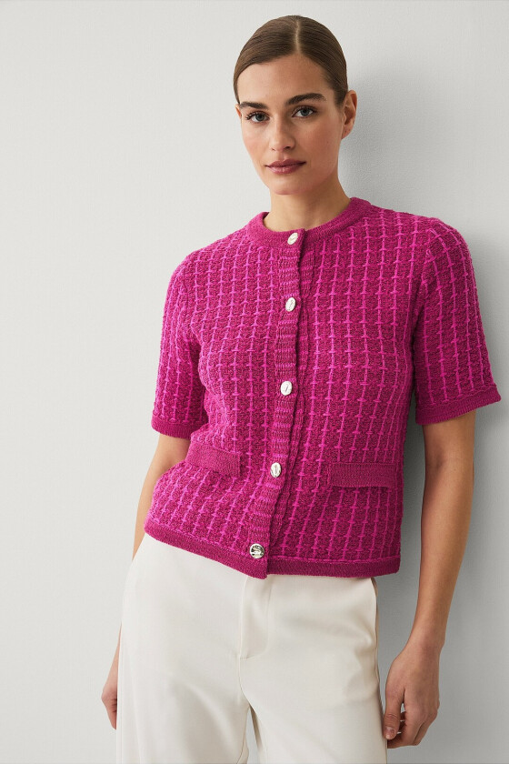 Kortermet kardigan med struktur - Rosa