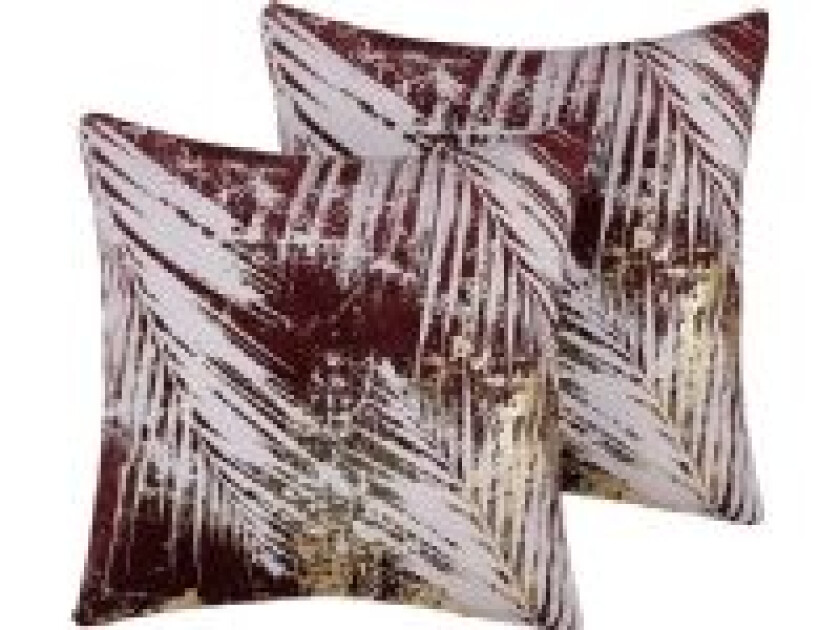 2 pynteputer med palmer 45 x 45 cm burgunder CALLA