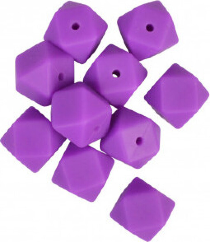 Perler Geometriske Silikon Lilla 14mm - 10 stk