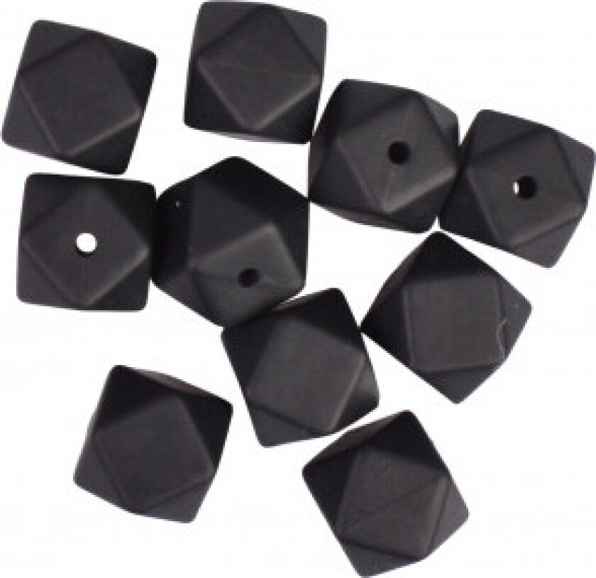 Perler Geometriske Silikon Svart 14mm - 10 stk