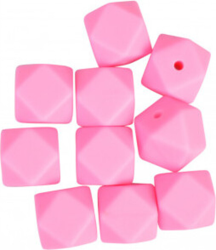 Perler Geometriske Silikon Pink 14mm - 10 stk