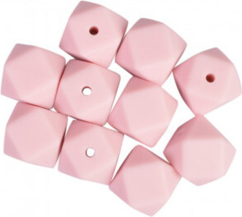 Perler Geometriske Silikon Lyserosa 14mm - 10 stk