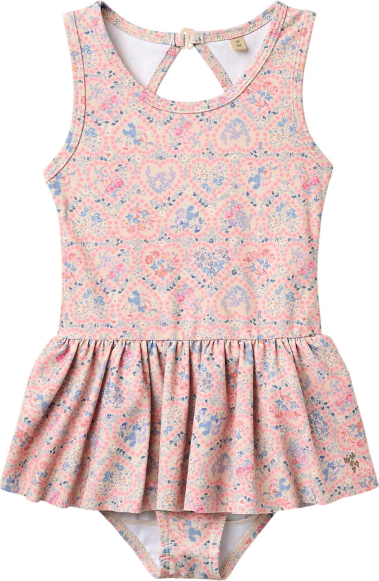 Badedrakt - Erna - Rosa Heart blomster - - 5 år (110) - Badetøy