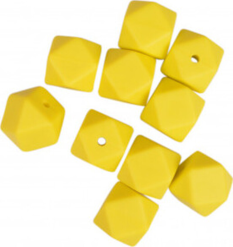 Perler Geometriske Silikon Gul 14mm - 10 stk