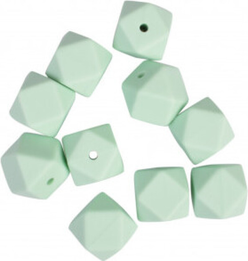 Perler Geometriske Silikon Mintgrønn 14mm - 10 stk