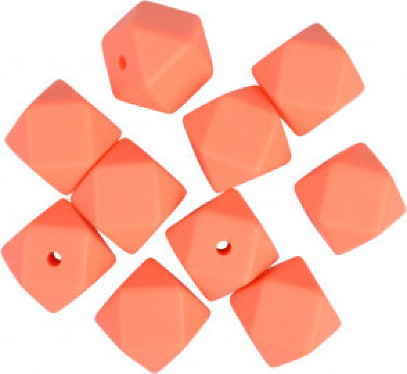 Perler Geometriske Silikon Mørk oransje 14mm - 10 stk