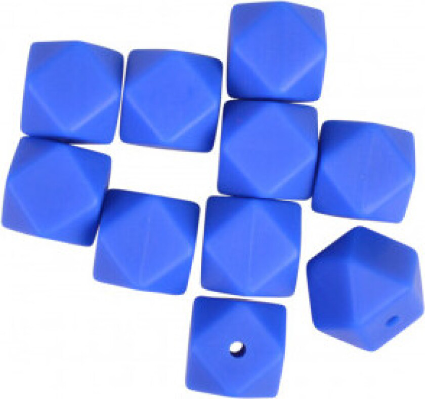 Perler Geometriske Silikon Kongeblå 14mm - 10 stk