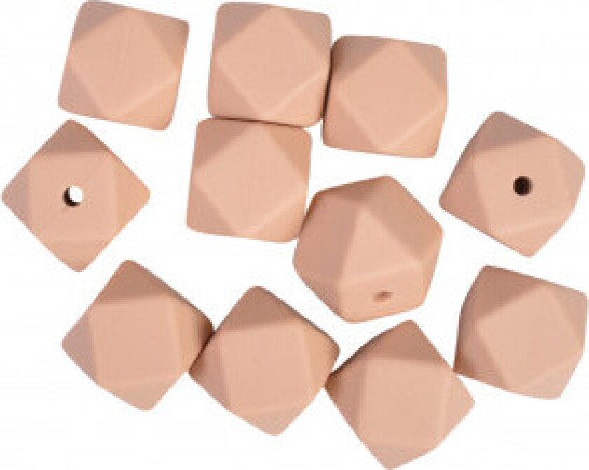 Perler Geometriske Silikon Lysebrun 14mm - 10 stk