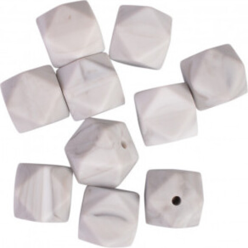 Â Infinity Hearts Perler Geometriske Silikon Perlegrå 14mm - 10 stk