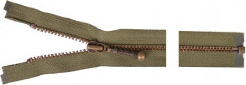 Delbar Glidelås Antikk Messing 65cm 4mm Army