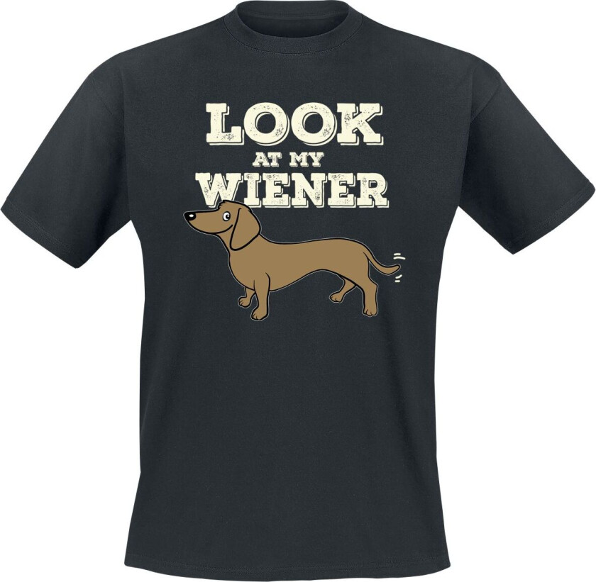 Fun T-skjorte - Look At My Wiener - M til 3XL - Herrer - svart