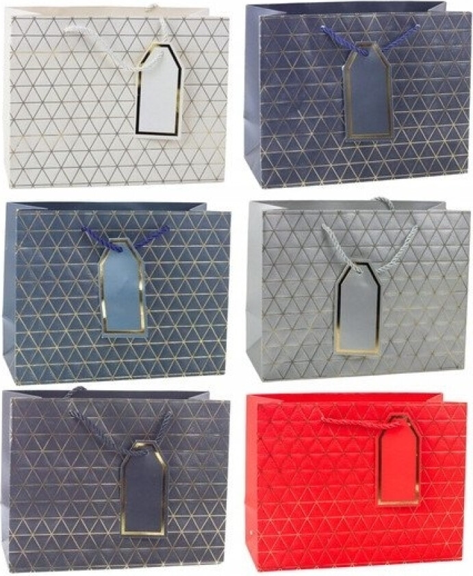 Geometrisk gavepose Gylne linjer 23 x 18 x 10 cm