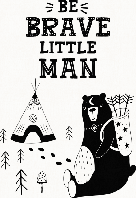 Barneteppe - Camping Bear (hvit) (Størrelse: 160 x 230 cm)