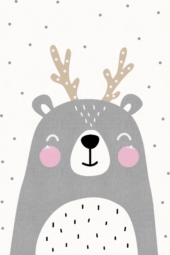 Barneteppe - Happy Bear (hvit) (Størrelse: 160 x 230 cm)