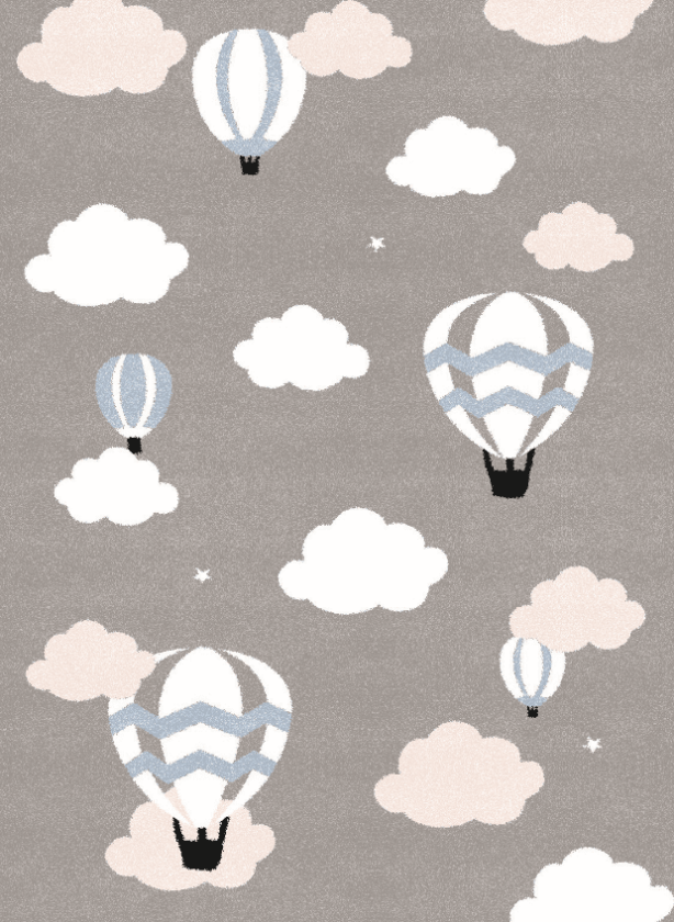 Barneteppe - Balloons (blå) (Størrelse: 120 x 160 cm)