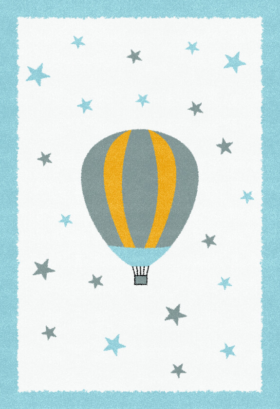 Barneteppe - Alone Balloon (blå) (Størrelse: 160 x 230 cm)