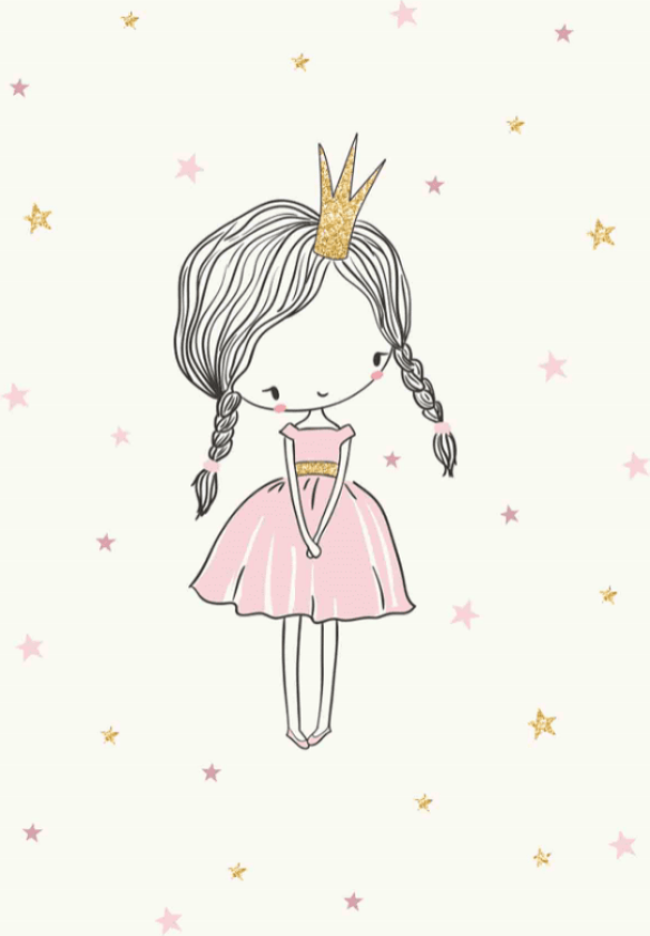 Barneteppe - Princess (rosa) (Størrelse: 120 x 160 cm)