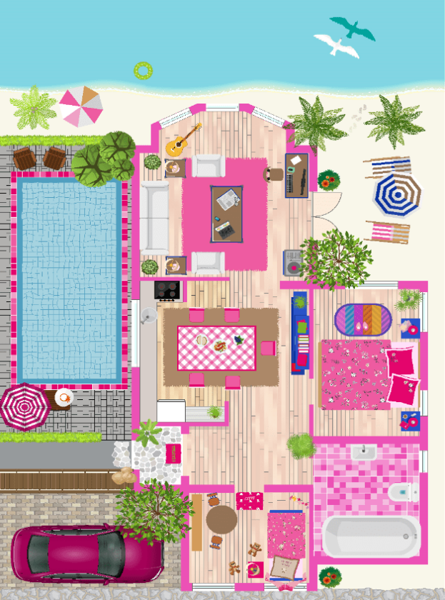 Barneteppe - Beach world (Størrelse: 120 x 160 cm)