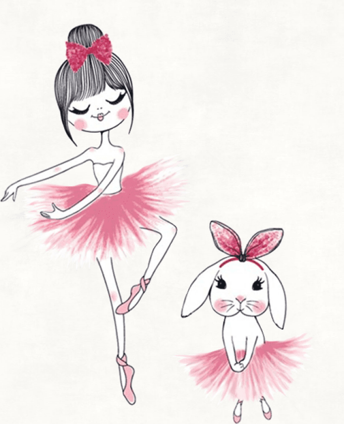 Barneteppe - Dancing ballerinas (rosa) (Størrelse: 120 x 160 cm)