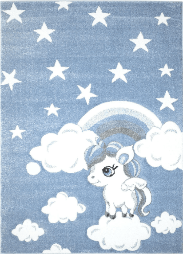 Barneteppe - Bueno Ponny (blå) (Størrelse: 160 x 230 cm)